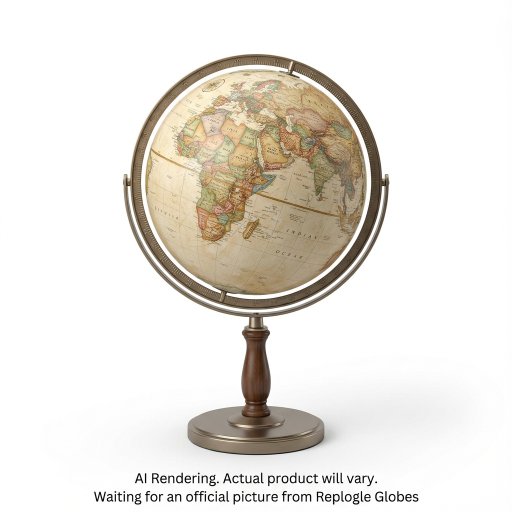 Treasury Globe 12"/30cm Diameter Antique Ocean Floor Globe With Metal and Full Meridian (English)