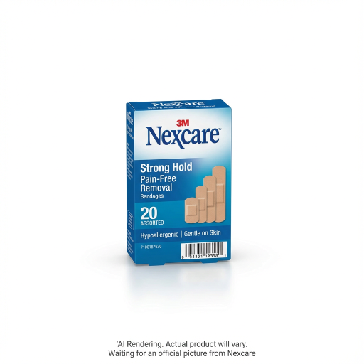 Nexcare? Strong Hold Pain-Free Removal Bandages, SSB-20A-CA, blue, assorted, 20 per pack