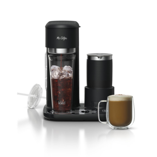 Mr. Coffee 4-in-1 Single-Serve Latte, Iced, and Hot Coffee Maker with Milk Frother