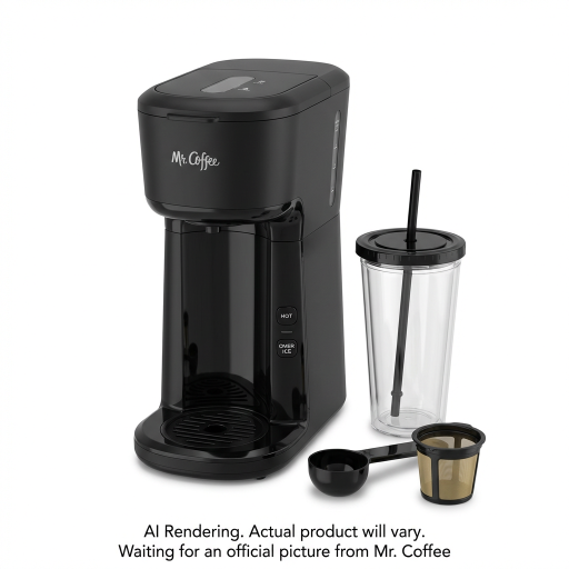 Mr. Coffee Single-Serve Iced and Hot Coffee Maker with Reusable Tumbler and Coffee Filter, Black