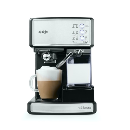 Mr. Coffee Caf? Barista 3-in-1 Espresso, Cappuccino and Latte Maker, 15-Bar Pump, Stainless Steel