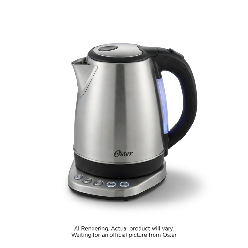 Oster Electric Kettle with 5 Temperature Settings, Stainless Steel, 1.7-L