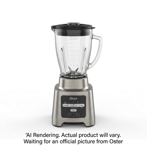 Oster Pro 500 Blender with 2 Pre-Programmed Settings and 6-Cup Glass Jar | 1.41 L | Brushed Nickel