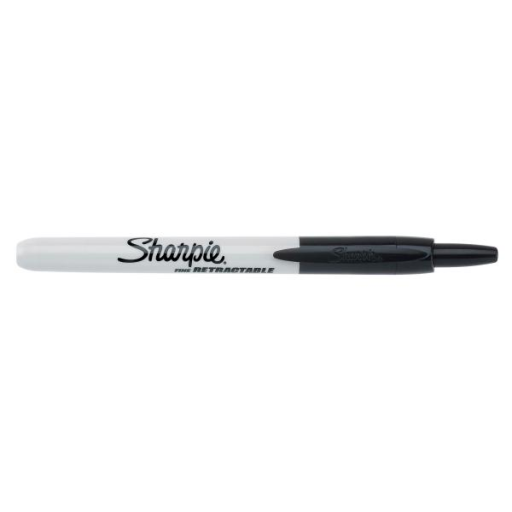 Sharpie Retractable Permanent Marker, Fine Point, Black, 1 Unit