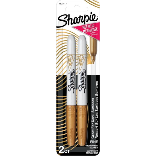 Sharpie Metallic Permanent Markers, Fine Point, Gold, 2 Count