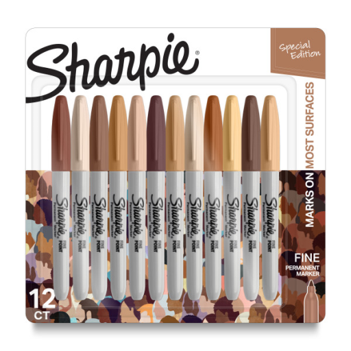 Sharpie Permanent Markers, Portrait Colours, Fine Point, Assorted, 12 Count
