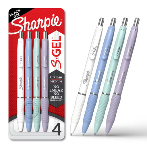 Sharpie S-Gel, Trending Colors, Medium Point (0.7mm), 4 Count