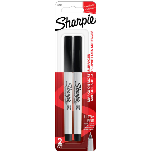 Sharpie Permanent Markers, Ultra Fine Point, Black, 2 Count