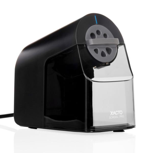 X-ACTO Pencil Sharpener, School Pro Electric Pencil Sharpener, With Six Size Dial, XL Shavings Bin, Black, 1 Count