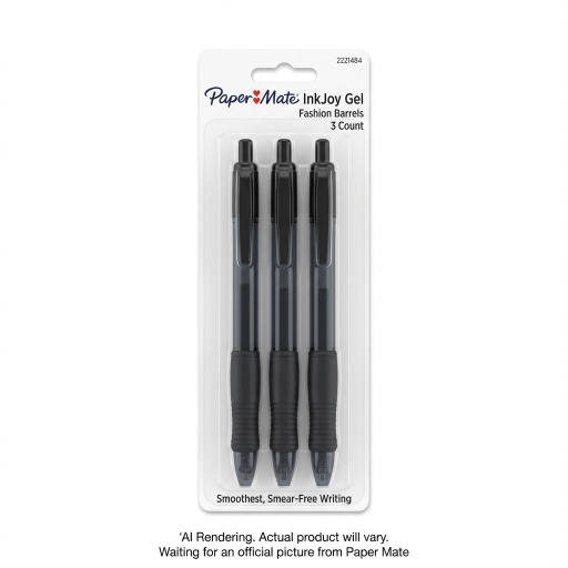 Paper Mate InkJoy Gel Pens, Fashion Barrels, Retractable, Medium Point (0.7mm), Black, 3 Count