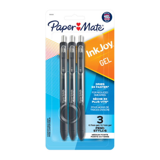 Paper Mate InkJoy Pens, Gel Pens, Medium Point (0.7 mm), Black, 3 Count
