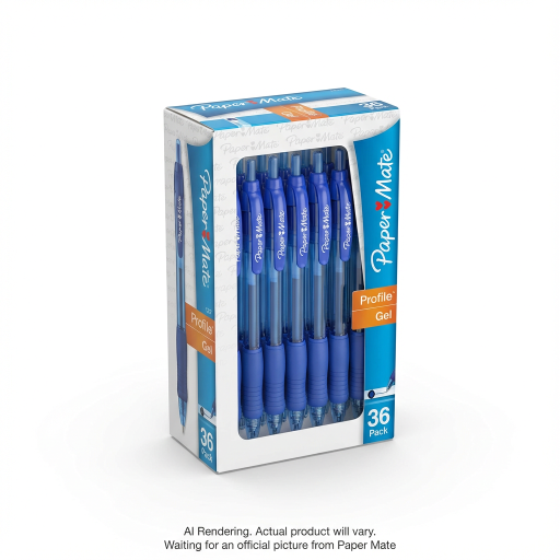 Paper Mate Gel Pen, Profile Retractable Pen, Medium Point (0.7 mm), Blue, 36 Count
