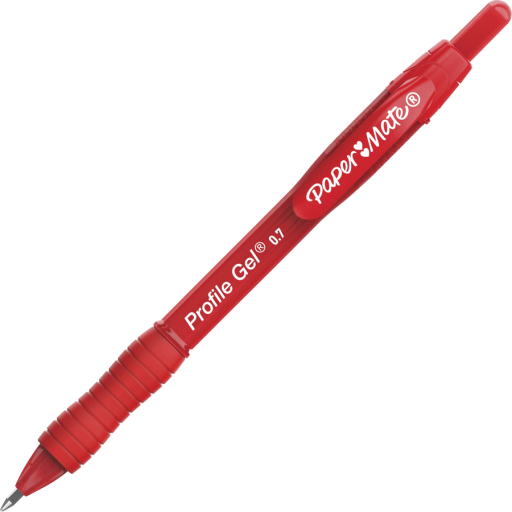 Paper Mate Gel Pen, Profile Retractable Pen, Medium Point (0.7 mm), Red, 1 Unit