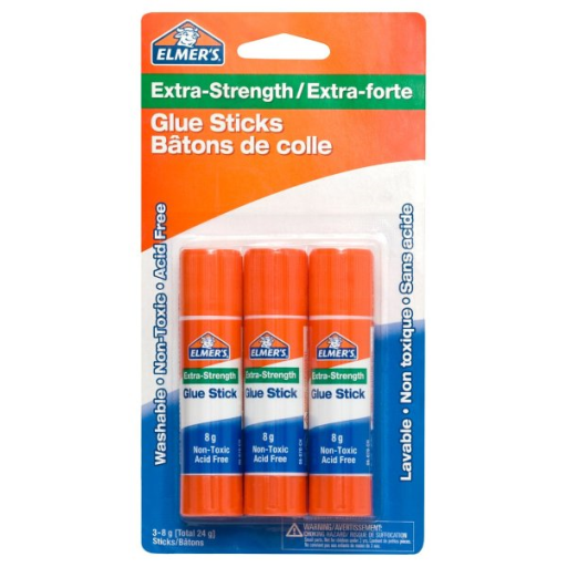 Elmer's Extra-Strength Glue Sticks, Washable and Non-Toxic, 8 g, 3 Count
