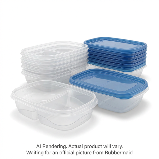 Rubbermaid TakeAlongs Divided Meal Prep Containers, 1.1 L (4.7 Cup), Colour May Vary (Blue or Teal), 8 Pack