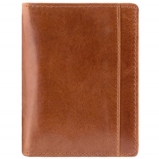 Men?s Unique Vertical Wing Wallet Cognac