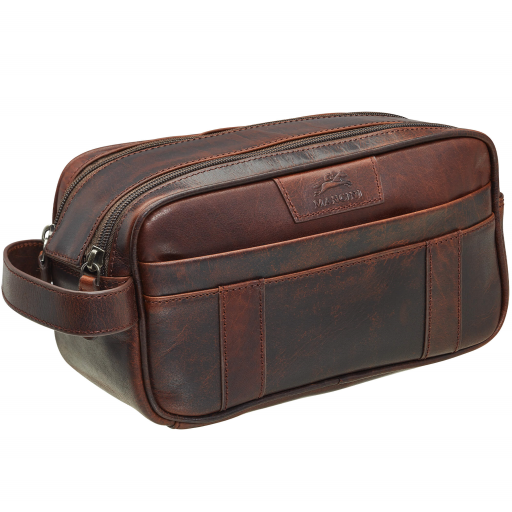 Buffalo Dual Top Zipper Toiletry Bag Brown