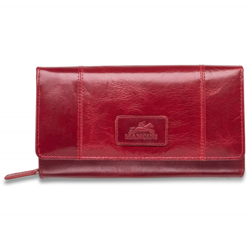 Ladies? RFID Secure Medium Clutch Wallet Red