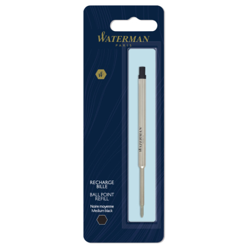 Waterman Ballpoint Pen Refill, Medium Tip, Black Ink, 1 Count