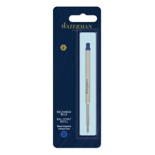 Waterman Ballpoint Pen Refill, Medium Point, Blue Ink, 1 Count