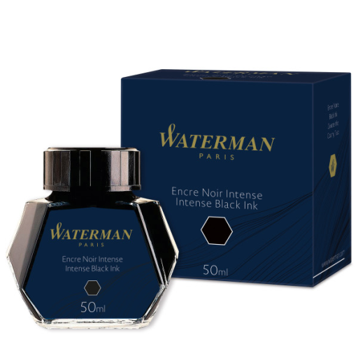 Waterman Fountain Pen Ink, Intense Black, 50ml Bottle