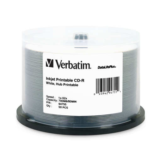 Verbatim CDR 80 52X DL+ WHT IJ HUB 50PK SP