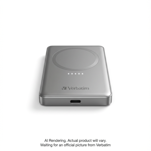 Verbatim Charge 'n' Go 5000mAh Magnetic Wireless Power Bank ? Ultra-Slim 9.6mm, 15W MagSafe Compatible, PD 20W Fast Charging ? Grey (MPN: 32244)