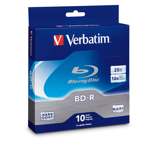Verbatim BDR 25G 16X VRB WHT HC HUB 10PK SPBX-PEG