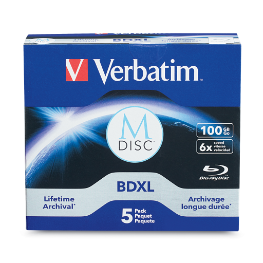 Verbatim MDISC BDR 100G 6X VRB WHT 5PK JC BOX OPP