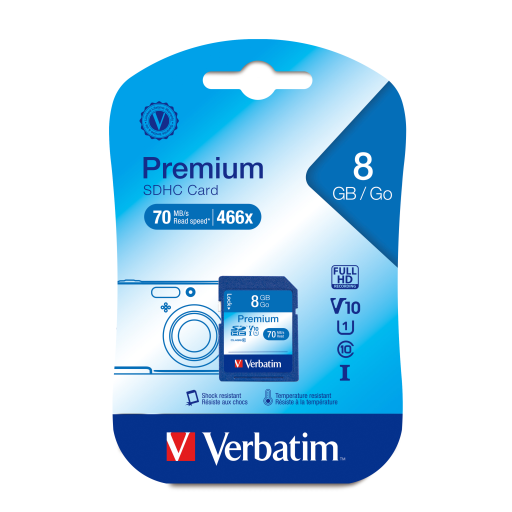 Verbatim 8GB Premium SDHC UHS-I V10 Cls 10 Card