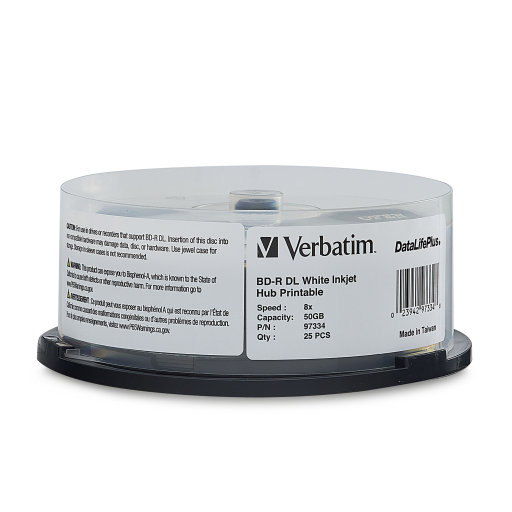 Verbatim BDR DL 50G 8X WL DL+ WHT IJ HUB 25SP