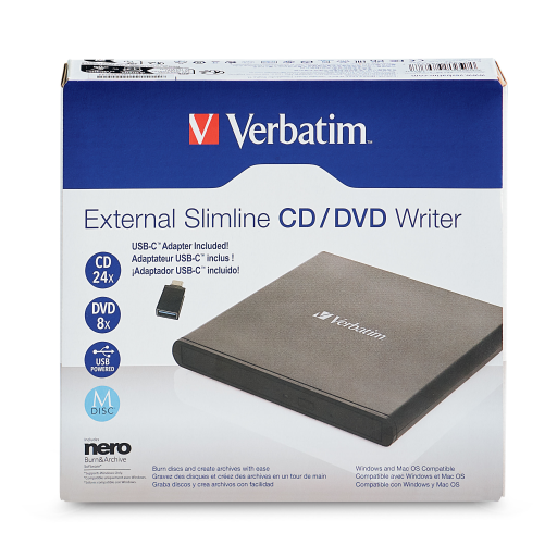 Verbatim External Slimline CD/DVD Writer