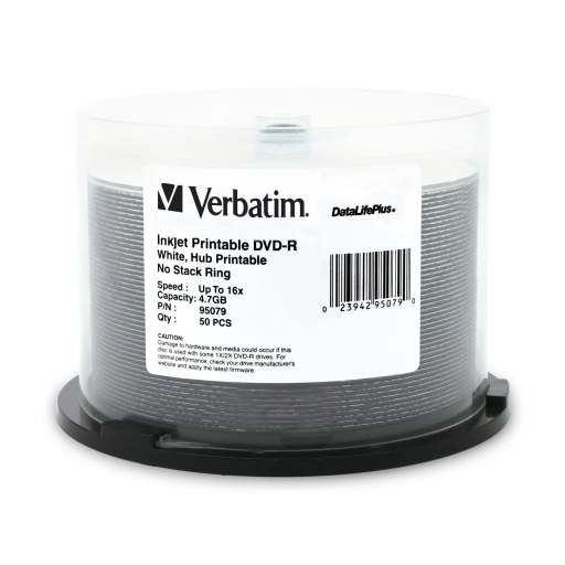 Verbatim DVD-R 4.7GB 16X DL+ IJ HUB 50PK SP