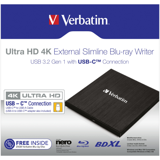 Verbatim Ultra HD 4K Blu-ray Writer USB-C