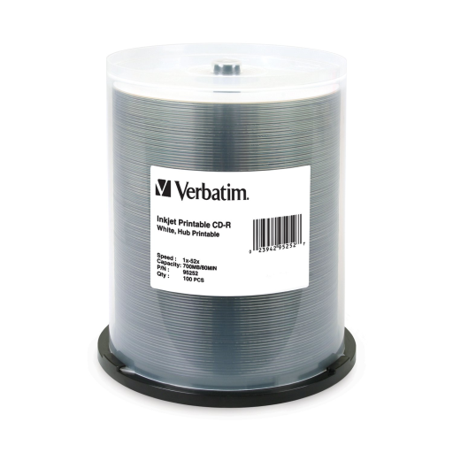 Verbatim CDR 80/700 52X VBTM WHT IJ HUB 100PK SP