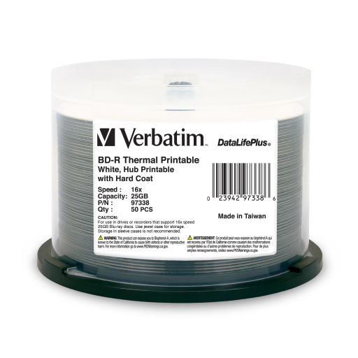 Verbatim BD-R 25GB 16X DL+ WHT HUB THERM 50PK SP