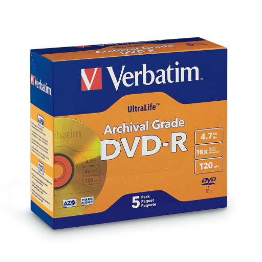 Verbatim DVD-R 4.7G 8X VRB UL GLD HC 5PJC BX OPP