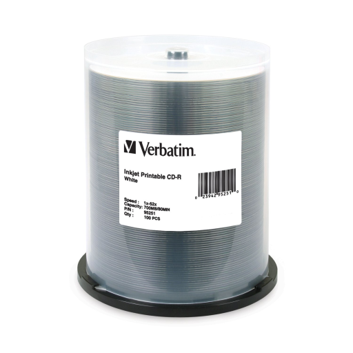 Verbatim CDR 80M 52X VBTM WHT IJ 100PK SP