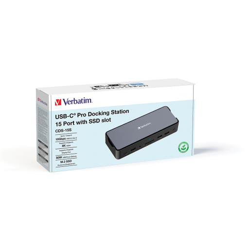 Verbatim CDS-3 USB-C Docking Station 15-in-1 with SSD enclosure