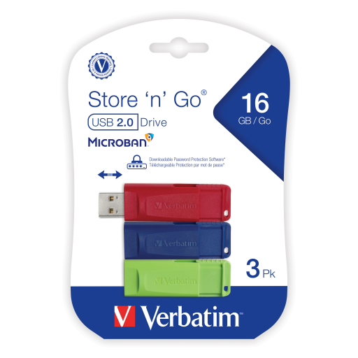 Verbatim 16GB SnG USB 3PK Blue/Red/Gr