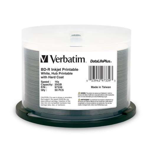 Verbatim BD-R 25GB 16X DL+ WHT IJ HUB 50PK SP