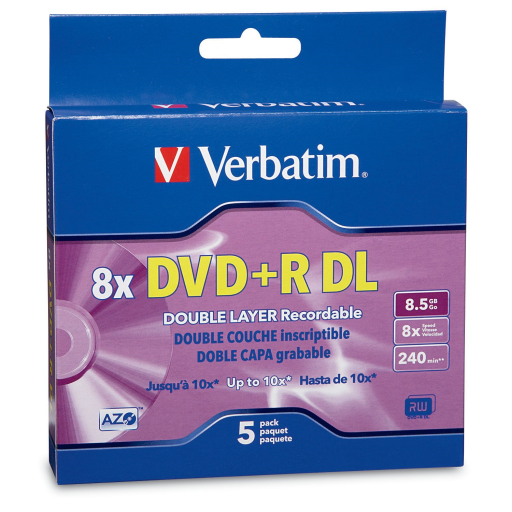 Verbatim DVD+R DL 8.5G 8X VRB 5PK SC BOX-PEG OPP