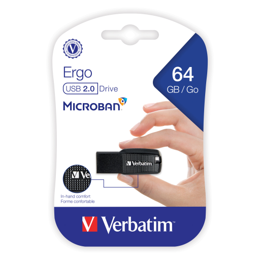 Verbatim 64GB Ergo USB Drive - Black