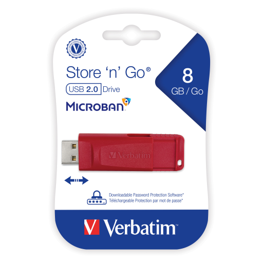 Verbatim 8GB SnG USB Drive Red Retract