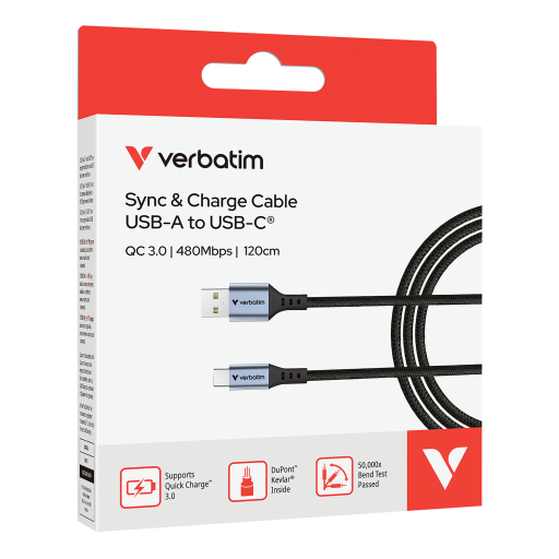 Verbatim Sync & Charge USB A to C 18W 120 cm