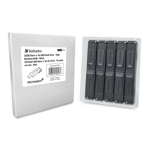 Verbatim 32GB SnG USB Flash Dr Blk Business 10Pk