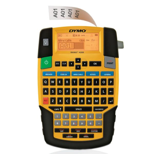 DYMO Industrial Label Maker, Rhino 4200 Label Maker, Time-saving Hot Keys, Prints Fast, Durable Label Maker for Job Sites and Heavy-Duty Labeling Jobs
