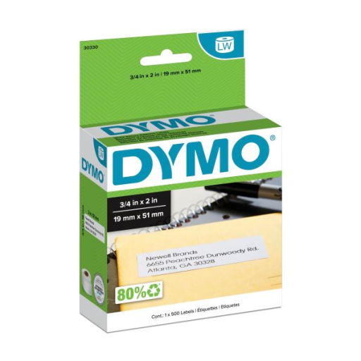 DYMO Authentic LW Return Address Labels, DYMO Labels for LabelWriter Label Printers, White, 3/4" x 2", 1 Roll of 500