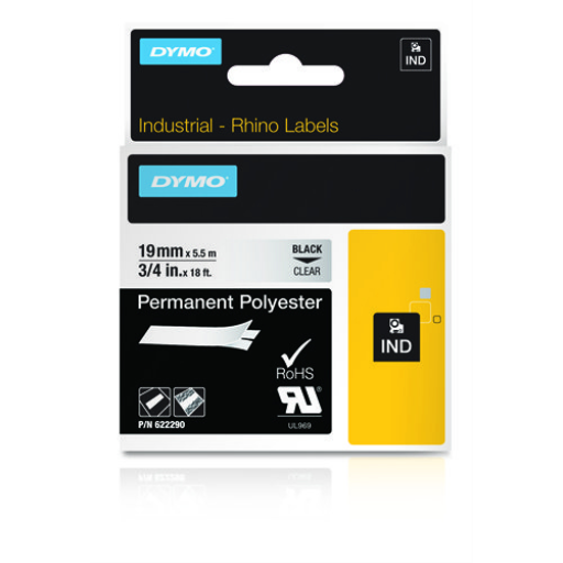 Rhino 3/4" Clear Perm Poly Label-19Mm