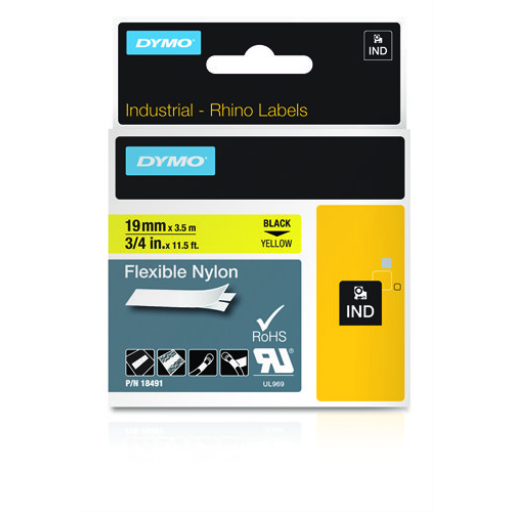 Rhino 3/4" Yellow Flex Nylon Label- 19Mm